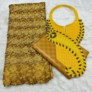 Sky Blue 2.5+2.5 Yards Swiss Voile Lace Fabric With Embroidered African Bazin Riche Fabric For Women Sewing Clothing Lace Fabric