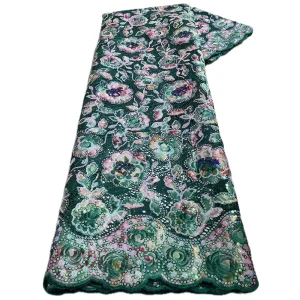 Nigerian Sequins Lace Fabric 2025 High Quality African Lace French Tulle Sequin Embroidery Lace Fabrics For Party Dress