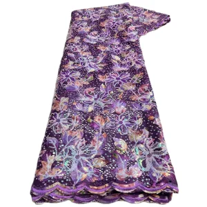 Nigerian Sequins Lace Fabric 2025 High Quality African Lace French Tulle Sequin Embroidery Lace Fabrics For Party Dress