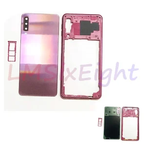 For Samsung Galaxy A750 A7 2018 SM-A750F A750F Phone Housing Middle Frame Cover+Battery Back Cover Glass+Sim Card Tray Holder