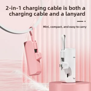 The new mini portable charger with built-in cable, emergency capsule, and stand is suitable for both Android and iPhone phones