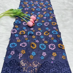 Nigerian Swiss Voile Lace Fabric with 3D Flower Applique And Stones Super Quality African Wedding Dress Lace 2026