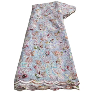 Nigerian Sequins Lace Fabric 2025 High Quality African Lace French Tulle Sequin Embroidery Lace Fabrics For Party Dress