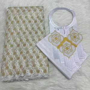 Sky Blue 2.5+2.5 Yards Swiss Voile Lace Fabric With Embroidered African Bazin Riche Fabric For Women Sewing Clothing Lace Fabric