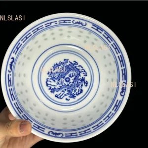 Ceramic Tableware Blue And White Porcelain Ramen Soup Bowl Chinese Rice Bowls Dragon Pattern Vintage Dinnerware