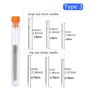 Sewing Embroidery Tool Large Eye Sewing Needles KitHome Supplies DIY Crafts Sewing Leather Needle Hand Round Head Blunt Pint