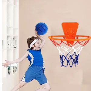 Indoor basketball hoop with net, no drilling required, wall-mounted, adjustable