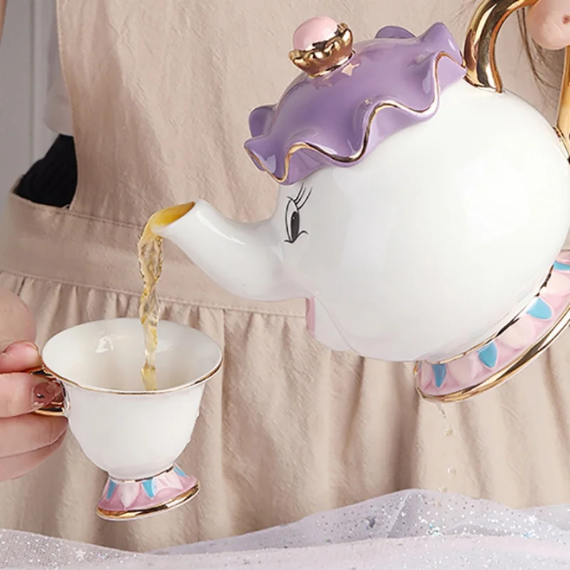 Cute Cartoon Teapot Set Ceramic Coffee Pots Mug Home Decoration One Pottery Tea Sets Gifts Household Items Beautiful Drinkware - الصورة 2