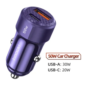 Toocki 50W QC PD 3.0 Car Charger Quick Charge 4.0 USB Type C Car Fast Charging For iPhone 12 13 14 Huawei Samsung Xiaomi POCO