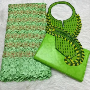 Sky Blue 2.5+2.5 Yards Swiss Voile Lace Fabric With Embroidered African Bazin Riche Fabric For Women Sewing Clothing Lace Fabric