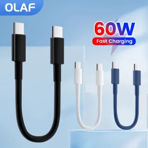 Olaf 30CM Short Cable PD60W Type C to Type C Cable Fast Charging For iPhone 15 Xiaomi Samsung Huawei Power BanK USB C Data Cable