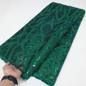 Nigerian Sequins Lace Fabric 2025 High Quality African Lace French Tulle Sequin Embroidery Lace Fabrics For Party Dress