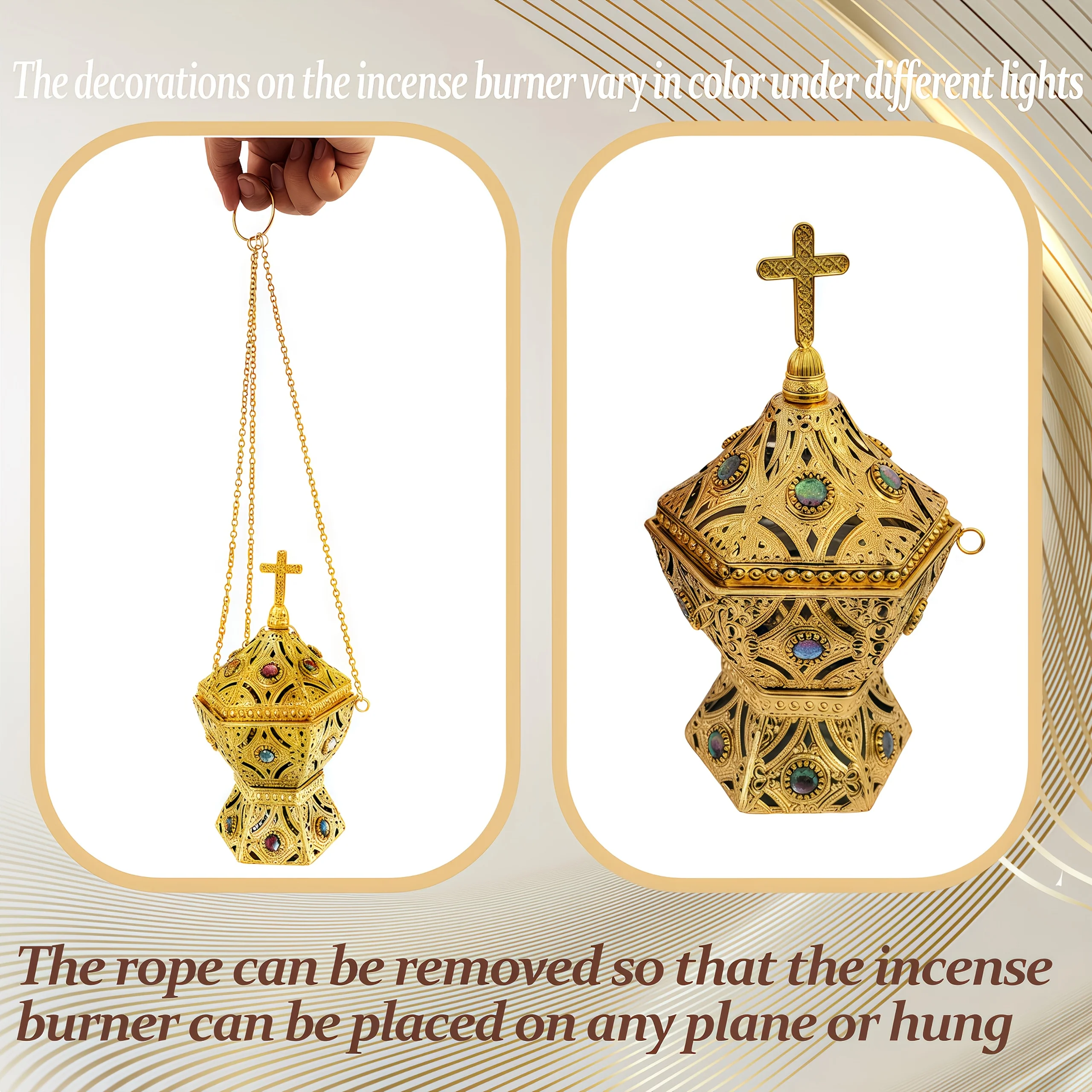 Luxurious suspended aromatherapy burner, meditation burner, suitable for aromatherapy, yoga, spa, home decoration - Image 4