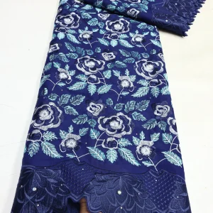 Nigerian Swiss Voile Lace Fabric with 3D Flower Applique And Stones Super Quality African Wedding Dress Lace 2026
