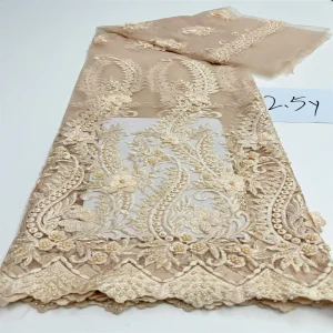 Luxurious Nigerian African Beaded Lace Fabric High Quality Sequins Embroidery African French Lace Fabric For Sewing 2.5 Yards