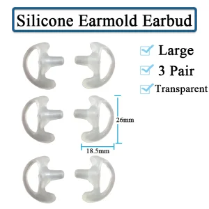 3-Pair Silicone Earbud for Universal Walkie Talkie Radio Air Acoustic Coil Tube Earpiece Headphone Earmold White Black S M LSize