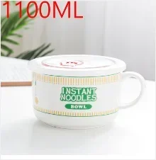 Creativity Lid Ceramics Instant Noodle Porridge Bowl Young Girl Dorm Room Student Office Super Large Japanese Cup lunch Bowl Mug