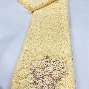 2025 African Nigerian High Quality Embroidery Lace Fabric Water Soluble  Tulle Wedding Party Dress Guipure Sequins 5Yards JL517