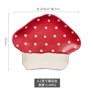 Cute Red Mushroom Ceramic Tableware Coffee Cup Afternoon Tea Set Creative Cartoon Pastry Plate Rice Bowl Salad Plate Dinner Dish