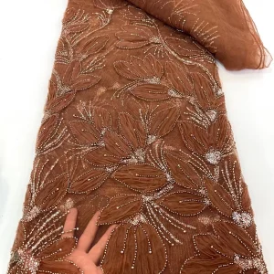 African Sequins Beaded Lace Fabrics 2025 High Quality Embroidery French Nigerian Lace Fabric For Wedding Sewing Material XY105