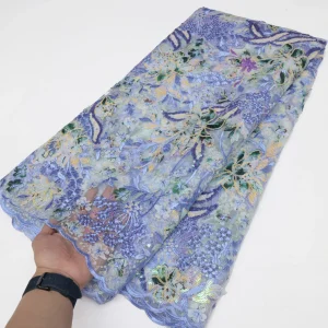 Nigerian Sequins Lace Fabric 2025 High Quality African Lace French Tulle Sequin Embroidery Lace Fabrics For Party Dress