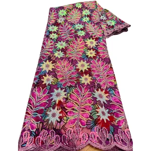 Nigerian Sequins Lace Fabric 2025 High Quality African Lace French Tulle Sequin Embroidery Lace Fabrics For Party Dress
