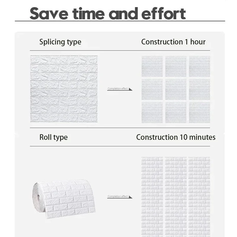 70cmx1/5/10m 3D Wallpaper Decoration Self-adhesive Antique Foam Brick Wallpaper Living Room Bedroom Waterproof 3d Wall Sticker - الصورة 4