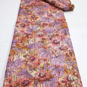 Nigerian Sequins Lace Fabric 2025 High Quality African Lace French Tulle Sequin Embroidery Lace Fabrics For Party Dress