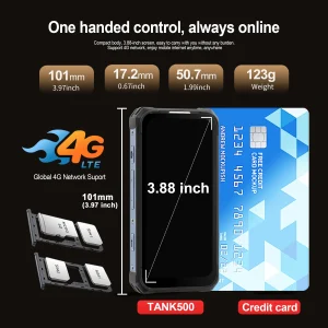 SERVO TANK500 IP68 Waterproof Mini Smart Phone 4G LTE Android 12 RAM 6GB ROM 128GB PTT Network Intercom Small Rugged Smartphones