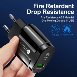 PD20W QC 3.0 Fast Chargerr EU US Plug Universal Wall Multiple USB C Adapter Phone Charger For iPhone 14 Samsung Xiaomi Huawei