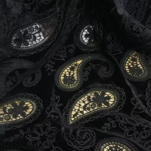 Black Floral Embroidered Lace Fabric Autumn Winter Dress Clothes DIY Handmade Sewing Fabric
