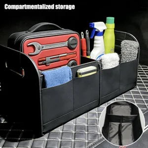 Collapsible Car Trunk Organizer Large Capacity Trunk Storage Box with Handles Multi-Compartments Fits All Cars SUVs Vans