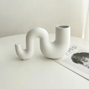 Livetai Wabi-Sabi Ceramic Abstract Sculpture,Handmade Irregular Decorative Ornament for Modern Home Decor, Bookshelf, Bar,