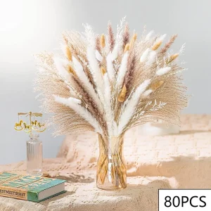 105pcs Natural Dried Flowers Pampas Floral Bouquet Boho Country Home Decoration Rabbit Tail Grass Reed Wedding Decor Arrangement