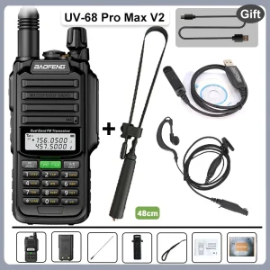 UV-68 Pro Max V2 Baofeng 10W Walkie Talkie Waterproof 8800mah UV98 Pro UV-S22 Pro V2 FM Radio UV68 VHF UHF Dual Band 9R UV-98