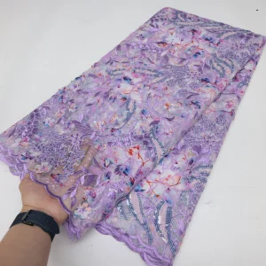 Nigerian Sequins Lace Fabric 2025 High Quality African Lace French Tulle Sequin Embroidery Lace Fabrics For Party Dress