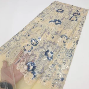 Nigerian Sequins Lace Fabric 2025 High Quality African Lace French Tulle Sequin Embroidery Lace Fabrics For Party Dress