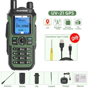 Baofeng UV-21 Pro Wireless Copy Frequency Walkie Talkie Long Range Multi Band Waterproof Type-C Charger Ham Radio UV-5R BF-888S