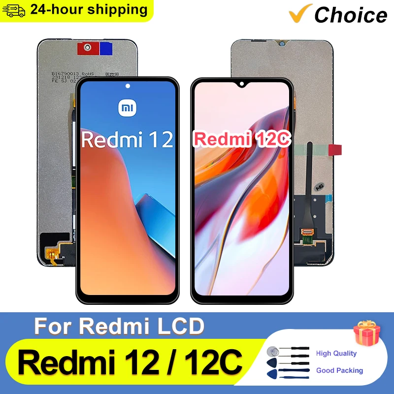 AAA+ IPS For Xiaomi Redmi 12C LCD Poco C55 Display 22120RN86I Touch Screen For Redmi 12 LCD Digitizer Assembly Replacement Parts