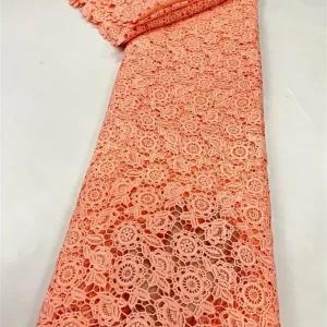 2025 African Nigerian High Quality Embroidery Lace Fabric Water Soluble  Tulle Wedding Party Dress Guipure Sequins 5Yards JL517