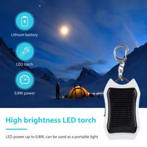 Keychain Power Bank USB External Solar 950mAH Cell Phone Backup Power Bank with 3 LED Light Charging Equipment for Hiking Travel