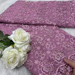 African Chiffon Lace Fabric 2025 High Quality Lace Material Rose Red Nigerian French Lace Fabric for Women Wedding Party