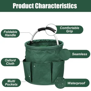 17L Versatile Collapsible Basket Portable Picnic Tote Outdoor Cleaning Organizer Home Gardening Tool Bag Large Capacity Wash Bag