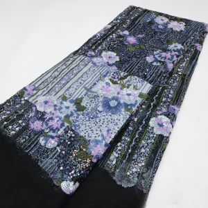 Nigerian Sequins Lace Fabric 2025 High Quality African Lace French Tulle Sequin Embroidery Lace Fabrics For Party Dress