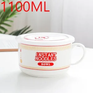 Creativity Lid Ceramics Instant Noodle Porridge Bowl Young Girl Dorm Room Student Office Super Large Japanese Cup lunch Bowl Mug