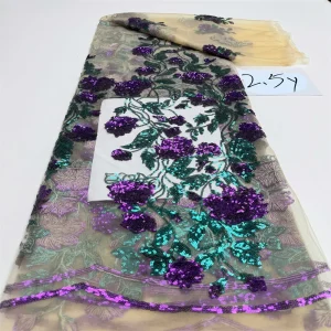 Luxurious Nigerian African Beaded Lace Fabric High Quality Sequins Embroidery African French Lace Fabric For Sewing 2.5 Yards