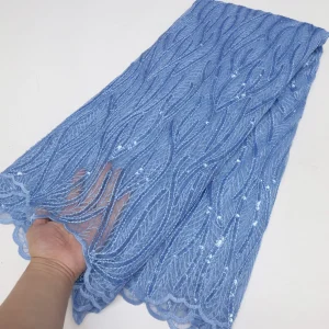 Nigerian Sequins Lace Fabric 2025 High Quality African Lace French Tulle Sequin Embroidery Lace Fabrics For Party Dress