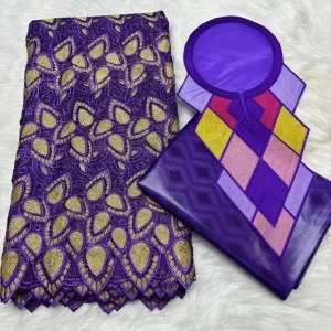 Sky Blue 2.5+2.5 Yards Swiss Voile Lace Fabric With Embroidered African Bazin Riche Fabric For Women Sewing Clothing Lace Fabric