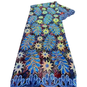 Nigerian Sequins Lace Fabric 2025 High Quality African Lace French Tulle Sequin Embroidery Lace Fabrics For Party Dress