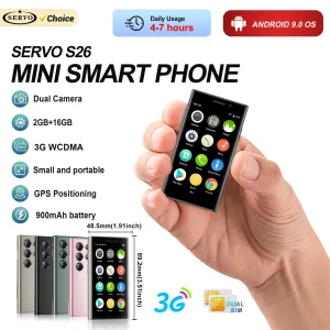 SERVO Mini Smartphone Android 9.0 3G WCDMA 2GB RAM 16GB ROM 3" HD Display 2MP Camera Dual SIM Small Cheap cell phones Play Store